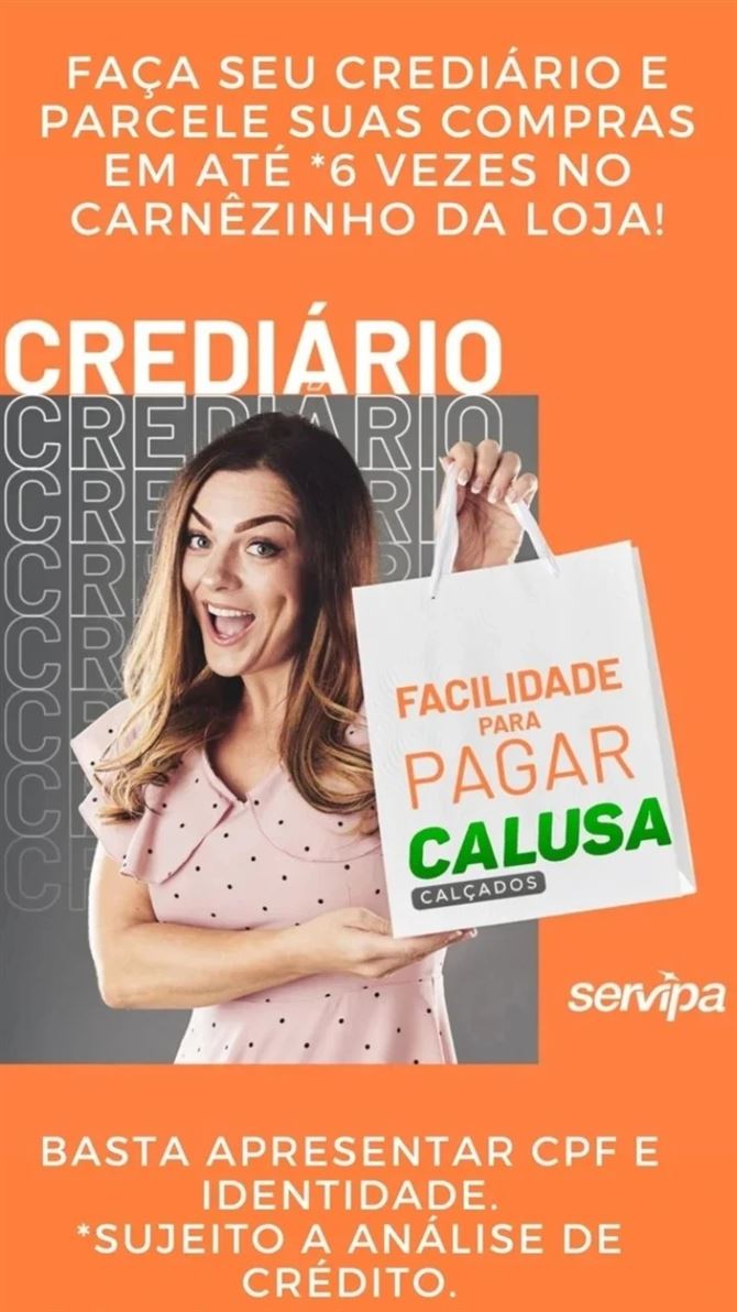 Parcele suas compras em até 6 vezes no Carnêzinho da loja.
Os melhores preços da cidade com condições especiais para você!