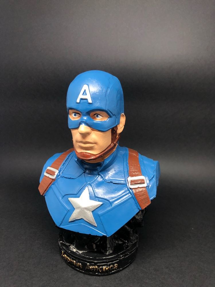 Busto Capitão América - Action Figure - Feito em resina e pintado à mão 