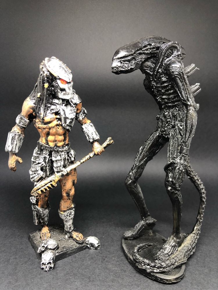 Alien e Predador - Action Figure - Feito em resina e pintado à mão 