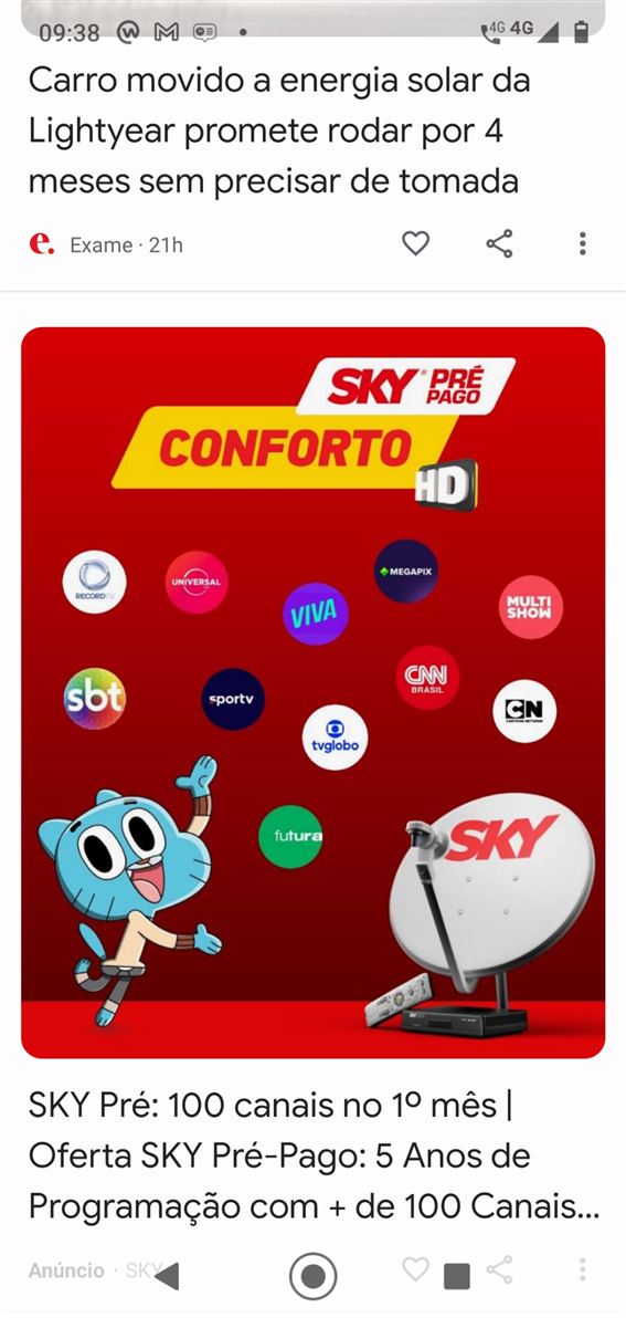 SKY Pré Pago Conforto: + de 100 canais no primeiro mês e 5 anos de Programação. 
E um descontão de 30,00 em Junho 🤗 💯