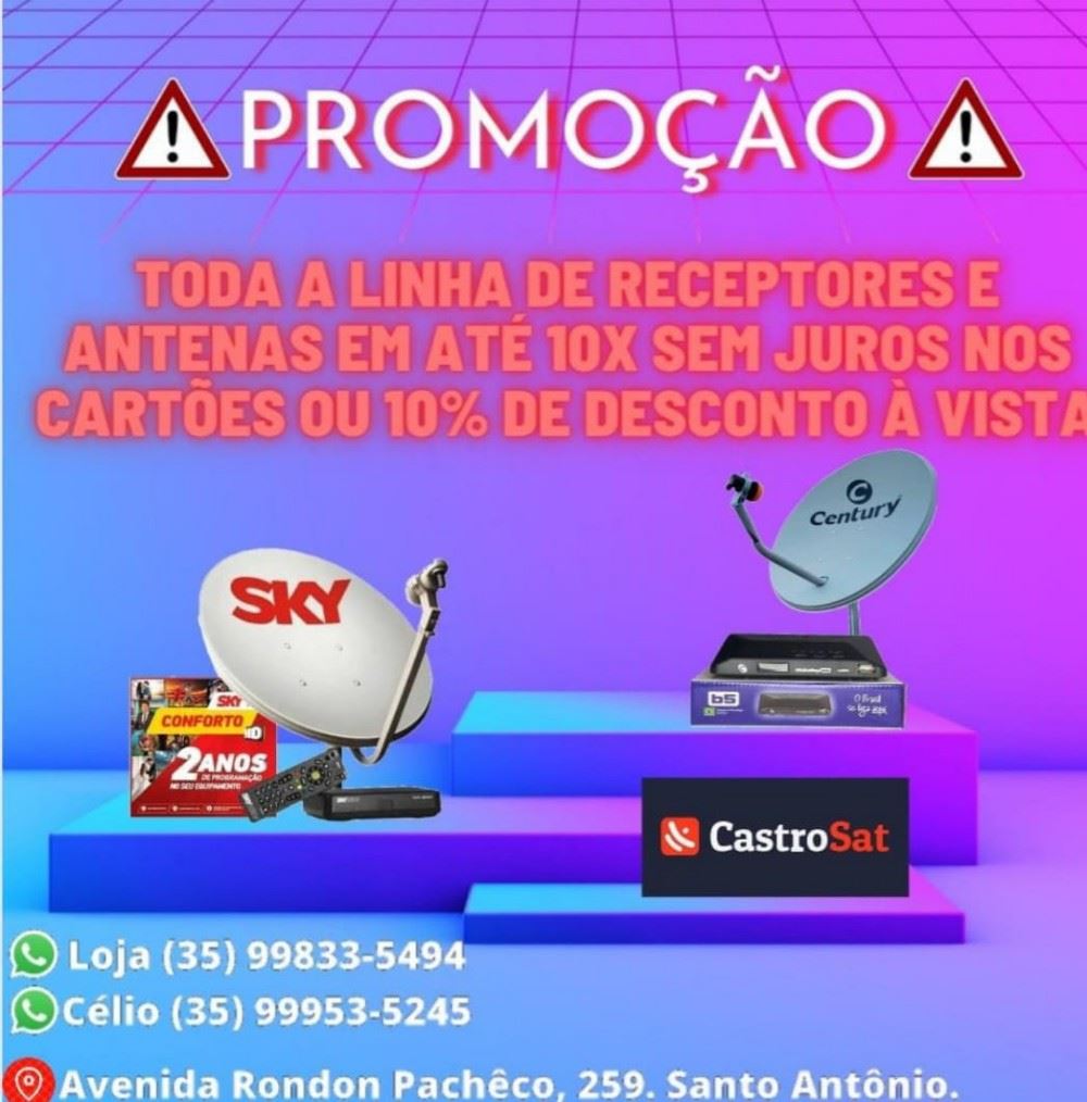 Comprando qualquer receptor ou kit de antena, você parcela em 10x sem juros no cartão.