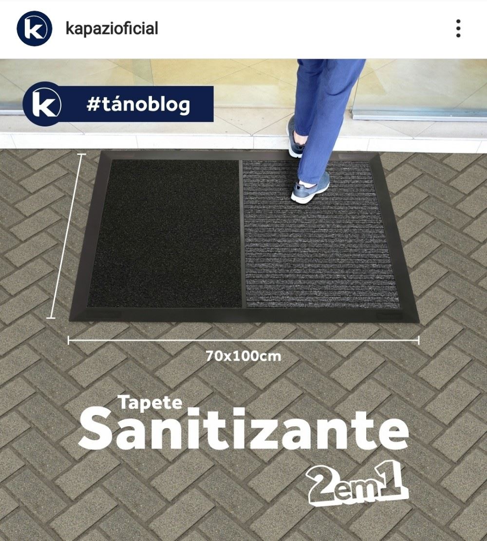 Tapete Sanitizante 2 em 1
Na primeira parte você usa a solução Sanitizante "combate Covid-19" para limpar os calçados, na segunda parte você utiliza para secar os mesmos