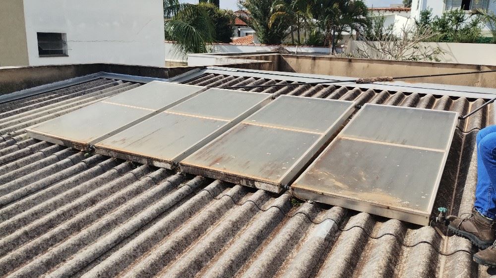 Limpeza de placas solares, 
Antes...