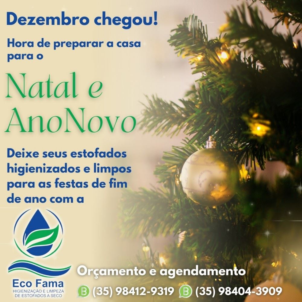 Eco Fama Higienização e limpeza de estofados a seco. 

Dezembro chegou, hora de preparar sua casa para as festas de Natal e Reveillon.

Deixe sua sala de jantar e sua sala de estar livres de ácaros e aquelas manchas indesejáveis nos estofados. 

Chame a ECO FAMA, deixaremos seu sofás, tapetes e cadeiras de jantar novos de novo e cheirosos para receber seus convidados e famíliares. 

ATENDIMENTO EM ALFENAS E REGIÃO, sem taxas de deslocamento.

(35) 98412-9319 ou (35) 98404-3909