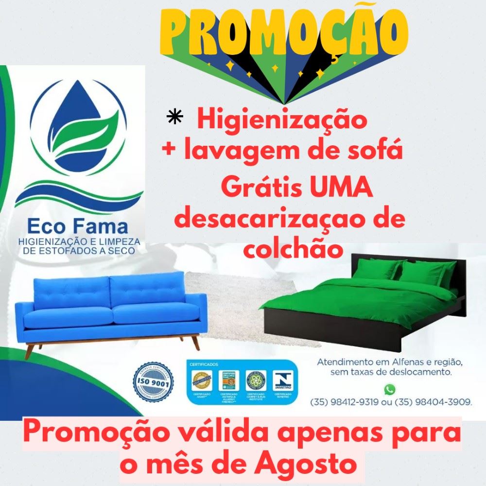 Aproveite a nossa Promoção do mês de Agosto e agende a sua higienização. Não fique de fora só é válida para o mês de AGOSTO.

 (35) 98412-9319 (35) 99881-6917