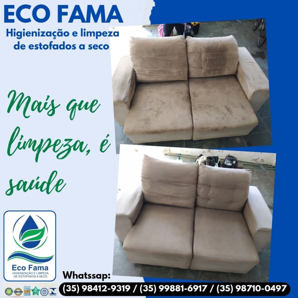 A ECO FAMA realiza  4 etapas em todas as  higienizações e lavagem dos estofados 

1- Higienização profunda da espuma de até 30cm removendo ácaros, vírus, fungos e bactérias. 

2- Lavagem externa, é aplicado produtos Biodegradáveis e não tóxicos para a saúde e realizado a escovação para remover sujeiras orgânicas do tecido.

3- Após a escovação é realizado a extração dos produtos deixando o tecido totalmente limpo e renovado.

4 - Para finalizar aplicamos bactericida odorizador que perfuma o estofado e ambiente por dias. 

#sofa #lavagem #higienização #saude #alergia