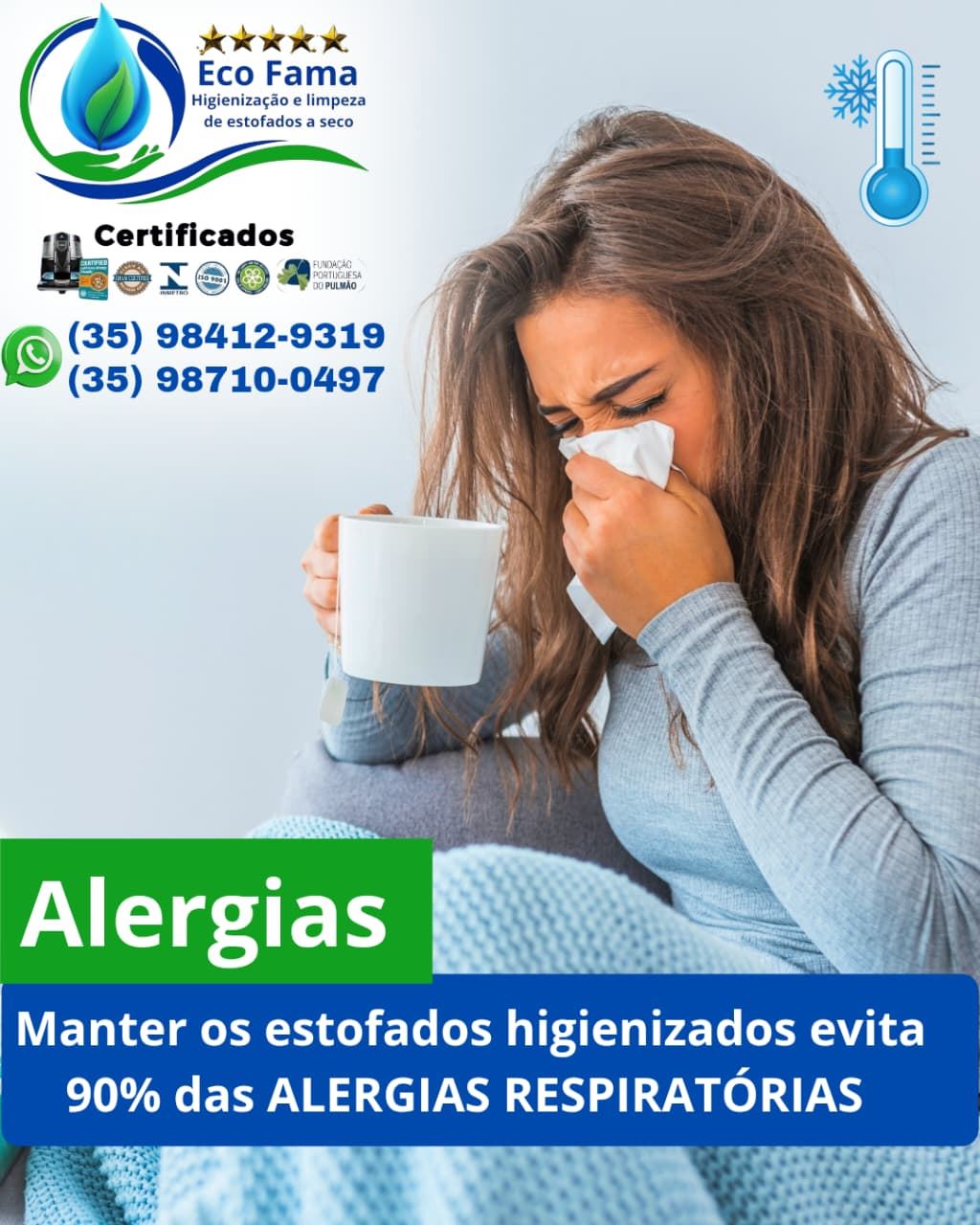 Toda medicação tem seus efeitos colaterais, o ideal é fazer uma medida preventiva. Uma das formas mais eficaz de prevenção que evita 90% das alergias RESPIRATÓRIAS e CUTÂNEAS é fazer uma higienização profunda nos estofados. A Eco Fama higienização e limpeza usa o sistema RAINBOW que elimina 99,97 % de todos os alérgenos do estofados e do ambiente. Não espere adoecer, se proteja contra alergias. Higienize seus estofados com a ECO FAMA.