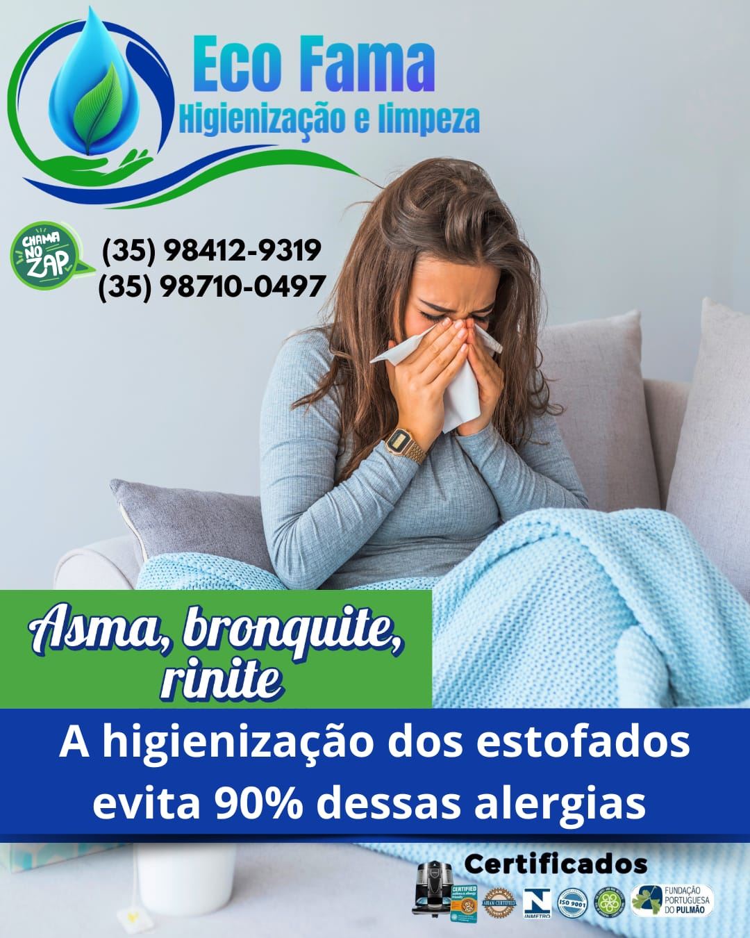 Toda medicação tem seus efeitos colaterais, o ideal é fazer uma medida preventiva. Uma das formas mais eficaz de prevenção que evita 90% das alergias RESPIRATÓRIAS e CUTÂNEAS é fazer uma higienização profunda nos estofados. A Eco Fama higienização e limpeza usa o sistema RAINBOW que elimina 99,97 % de todos os alérgenos do estofados e do ambiente. Não espere adoecer, se proteja contra alergias. Higienize seus estofados com a ECO FAMA.