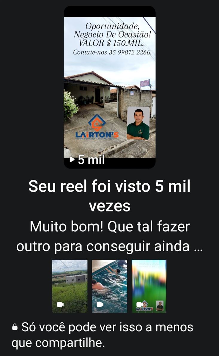 🌟 Laírton's Corretor de Imóveis - Excelência em Negócios Imobiliários! 🌟

📜 CRECI MG F53931
Especialista em:
✔️ Compra, venda e financiamento de imóveis.
✔️ Imóveis urbanos, comerciais e rurais.

🔑 Você quer vender ou adquirir o imóvel dos seus sonhos?
Nós temos a solução perfeita para você!

🏠 Por que escolher o Lairton's Corretor de Imóveis?
✅ Atendimento personalizado e transparente.
✅ Experiência no mercado imobiliário.

O corretor de imóveis sempre vê mais porque vê com CORAÇÃO. 
✅ Comprometido em realizar os seus sonhos com total segurança.

📞 Entre em contato agora mesmo!Contate-nos 35 99872 2266 
Transforme o seu sonho em realidade com quem entende do assunto.

Lairton's Corretor de Imóveis
Seu futuro começa aqui!