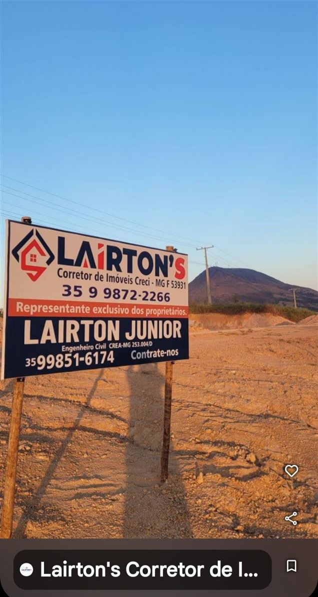 🌟 Laírton's Corretor de Imóveis - Excelência em Negócios Imobiliários! 🌟

📜 CRECI MG F53931
Especialista em:
✔️ Compra, venda e financiamento de imóveis.
✔️ Imóveis urbanos, comerciais e rurais.

🔑 Você quer vender ou adquirir o imóvel dos seus sonhos?
Nós temos a solução perfeita para você!

🏠 Por que escolher o Lairton's Corretor de Imóveis?
✅ Atendimento personalizado e transparente.
✅ Experiência no mercado imobiliário.

O corretor de imóveis sempre vê mais porque vê com CORAÇÃO. 
✅ Comprometido em realizar os seus sonhos com total segurança.

📞 Entre em contato agora mesmo!Contate-nos 35 99872 2266 
Transforme o seu sonho em realidade com quem entende do assunto.

Lairton's Corretor de Imóveis
Seu futuro começa aqui!