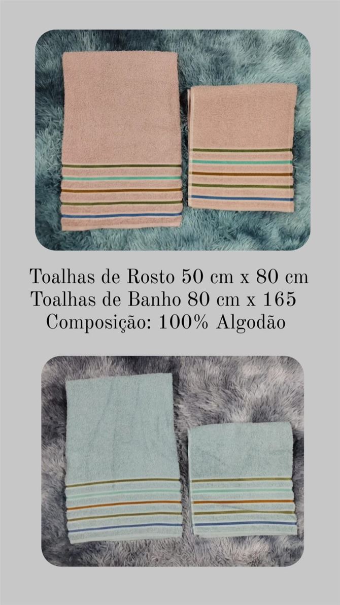 Toalhas de banho Village
R$52,00
Toalha de rosto Village 
R$16,00 