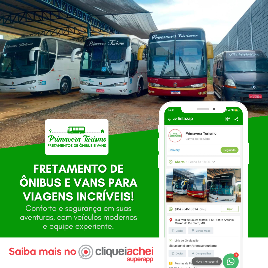 Viagens com conforto e segurança é com Primavera Turismo!