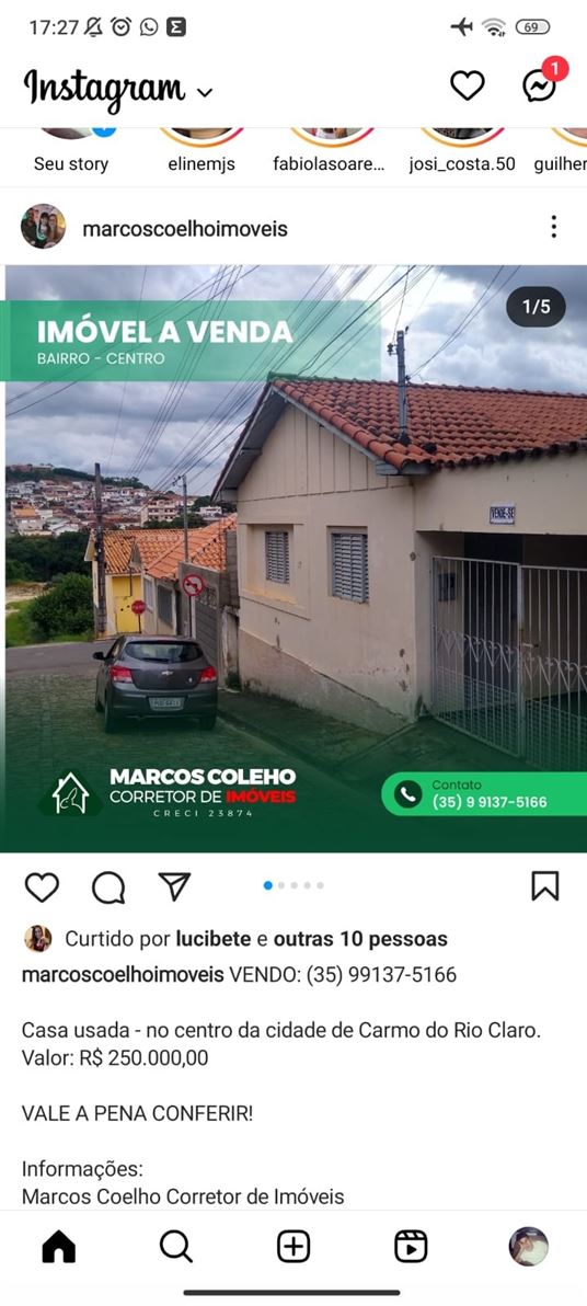 VENDO: (35) 99137-5166

Casa usada - no centro da cidade de Carmo do Rio Claro.

Valor: R$ 250.000,00

VALE A PENA CONFERIR!
Informações:
Marcos Coelho Corretor de Imóveis
(35) 99137-5166