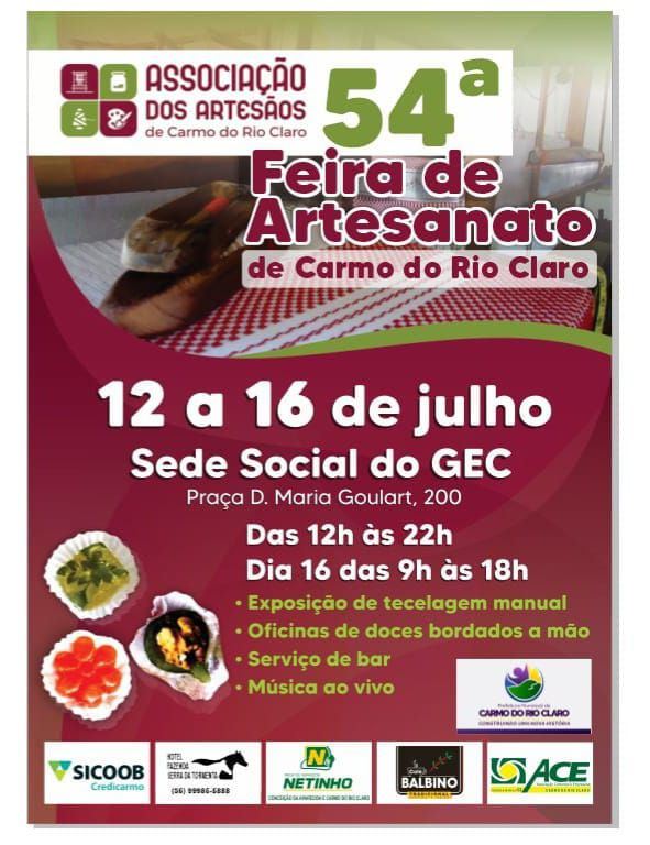Vem aí nossa tradicional Feira de Artesanato de Carmo do Rio Claro