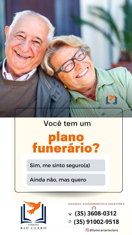 Proteja quem você ama.
Com o Plano Funerário Rio Claro.
WhatsApp: (35) 91002-9518