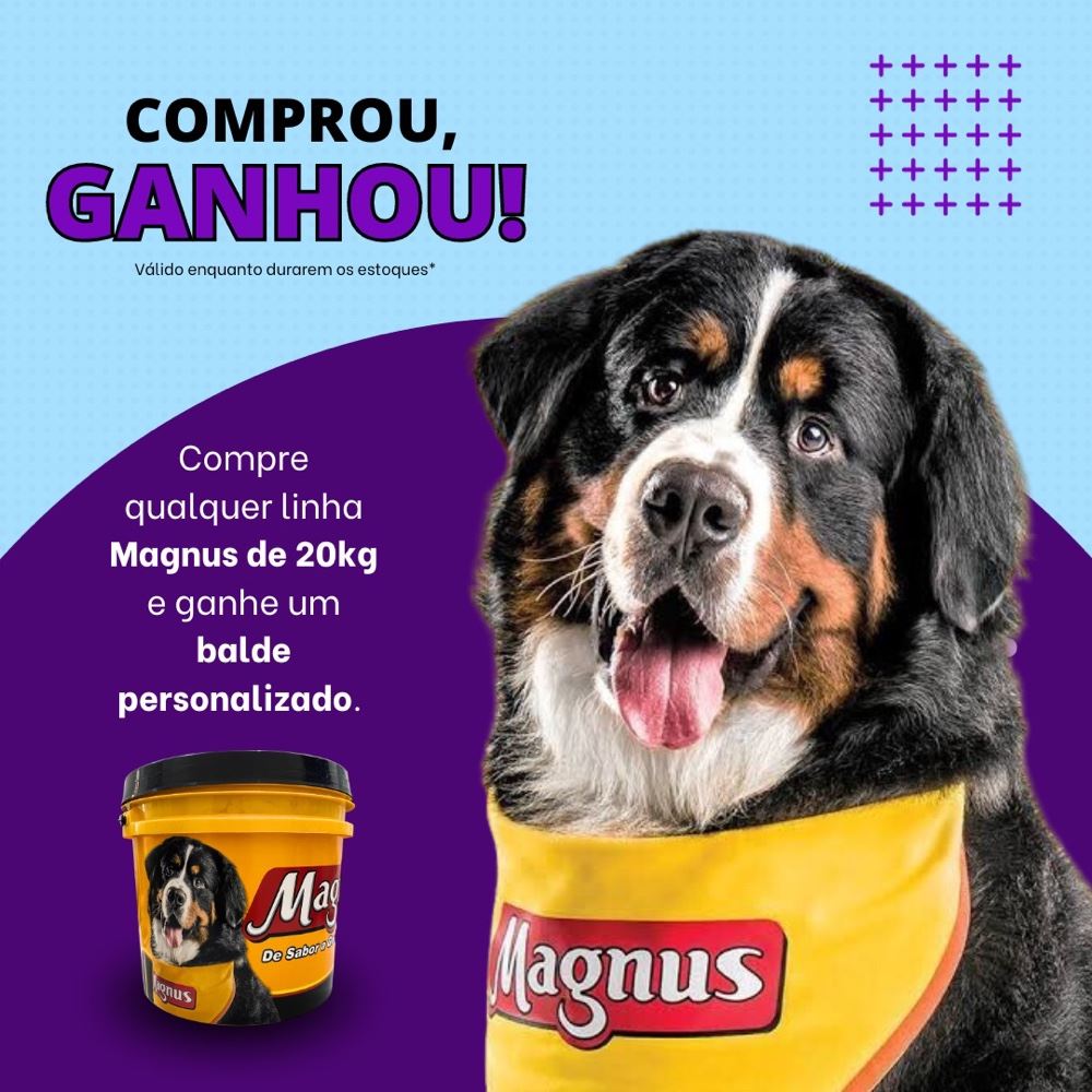 ⚠️ Compre Magnus 20kg e ganhe um balde exclusivo!⚠️

Nutritivo e saboroso, agrada ao paladar do cão, provendo benefícios a sua vida.